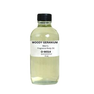 Woody Geranium (Men) Body Oil 4 oz Fragrance All Natural Scent